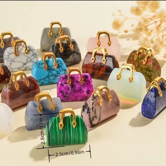 Stone Bead Crystal Bag Pendant Quartz - Picture 2 of 6